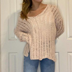 Baby pink Oversize Open Knit Slouchy Sweater